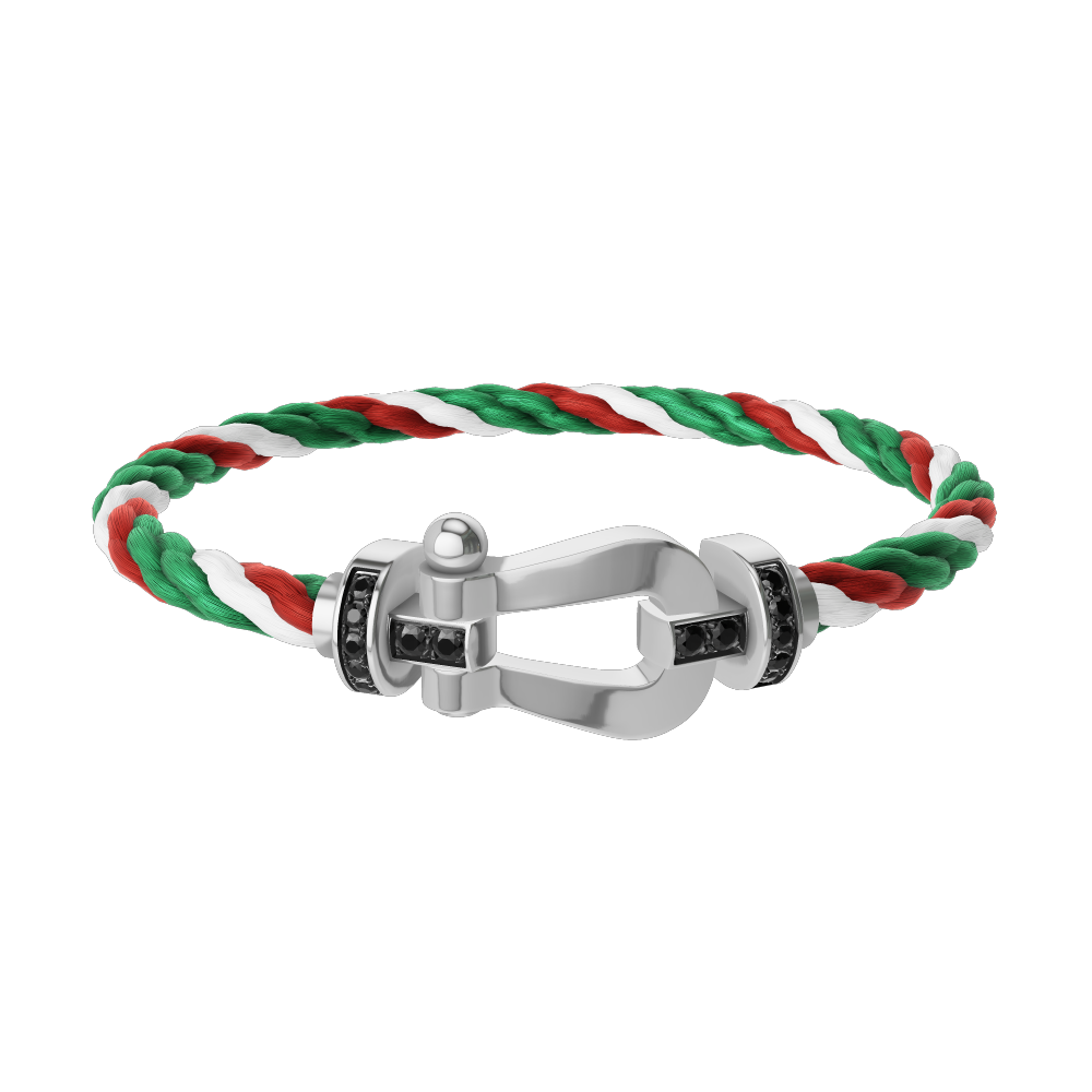 FORCE 10 BRACELET 18K WHITE GOLD AND BLACK DIAMONDS LARGE MODEL