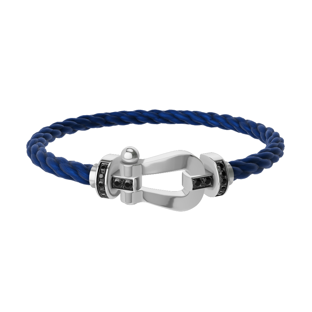 FORCE 10 BRACELET 18K WHITE GOLD AND BLACK DIAMONDS LARGE MODEL
