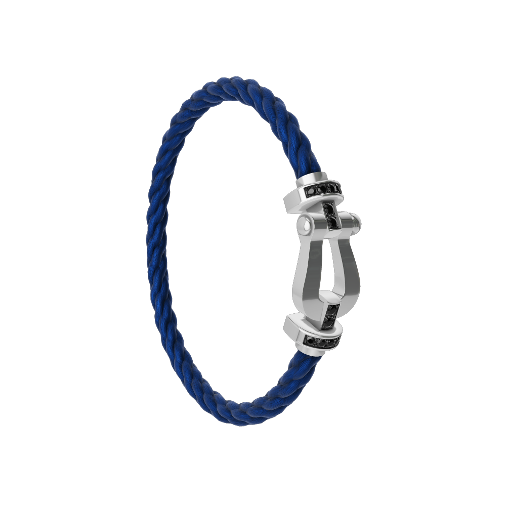 FORCE 10 BRACELET 18K WHITE GOLD AND BLACK DIAMONDS LARGE MODEL