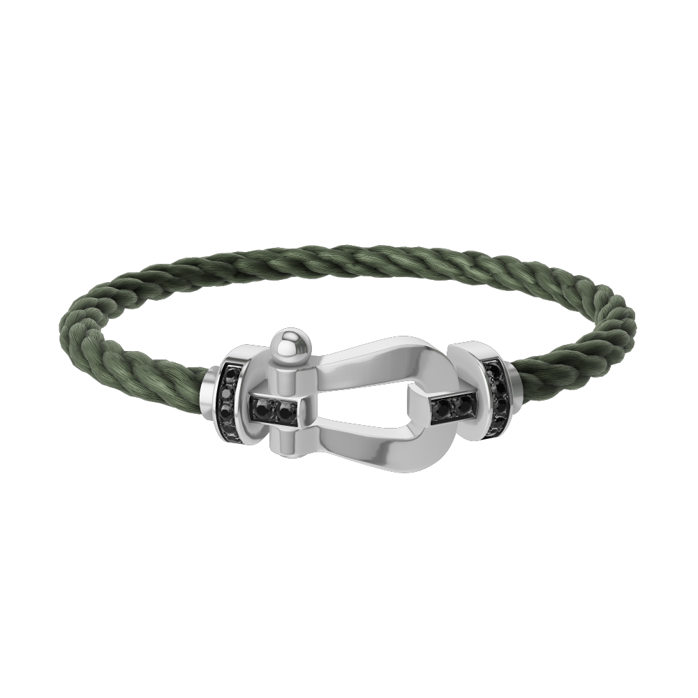FORCE 10 BRACELET 18K WHITE GOLD AND BLACK DIAMONDS LARGE MODEL