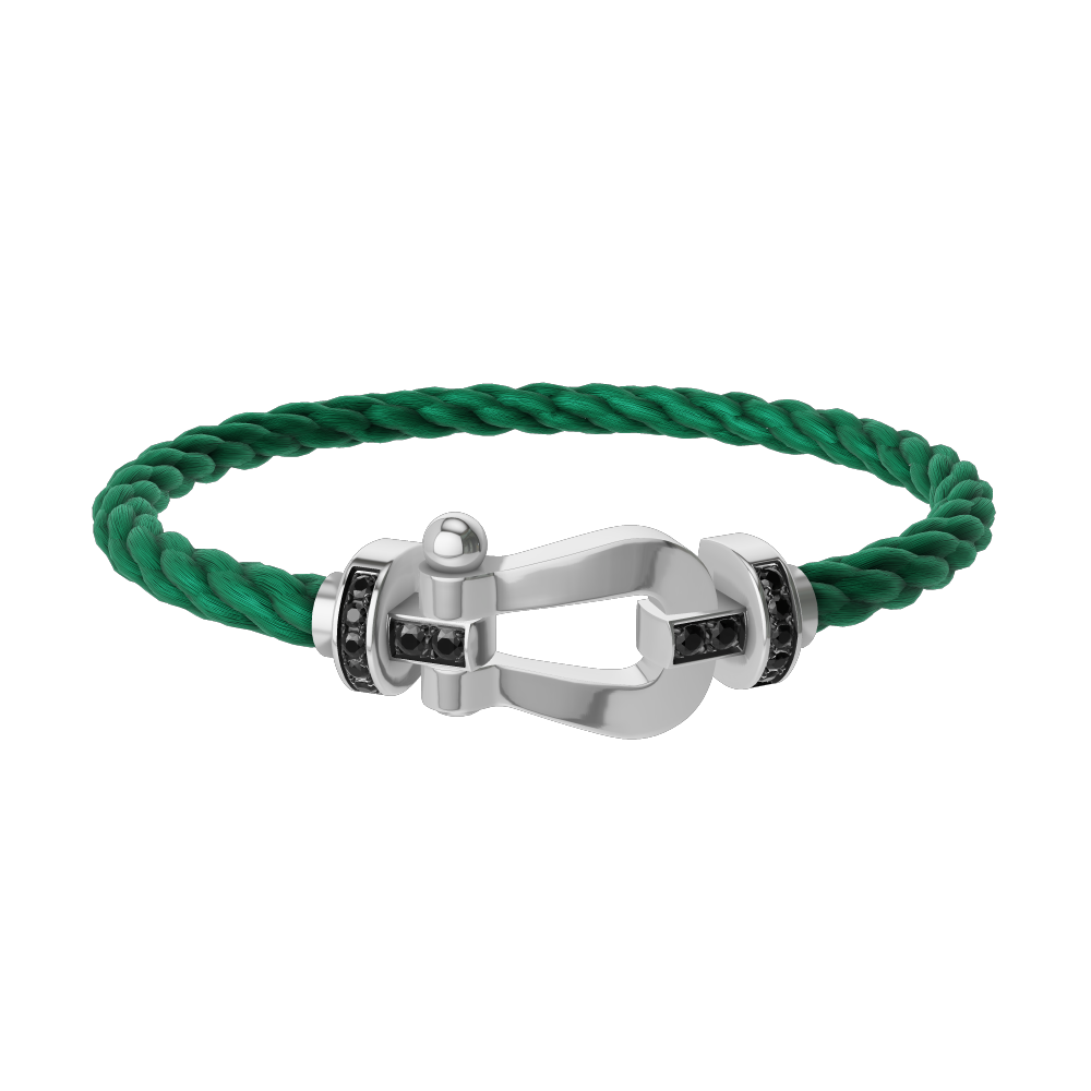 FORCE 10 BRACELET 18K WHITE GOLD AND BLACK DIAMONDS LARGE MODEL