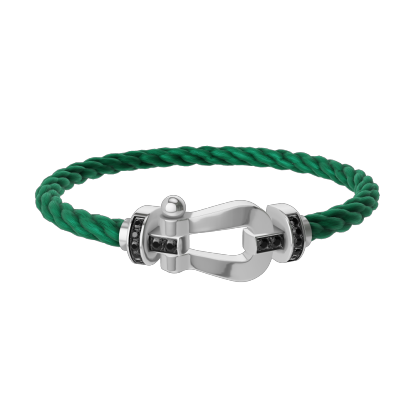 FORCE 10 BRACELET 18K WHITE GOLD AND BLACK DIAMONDS LARGE MODEL