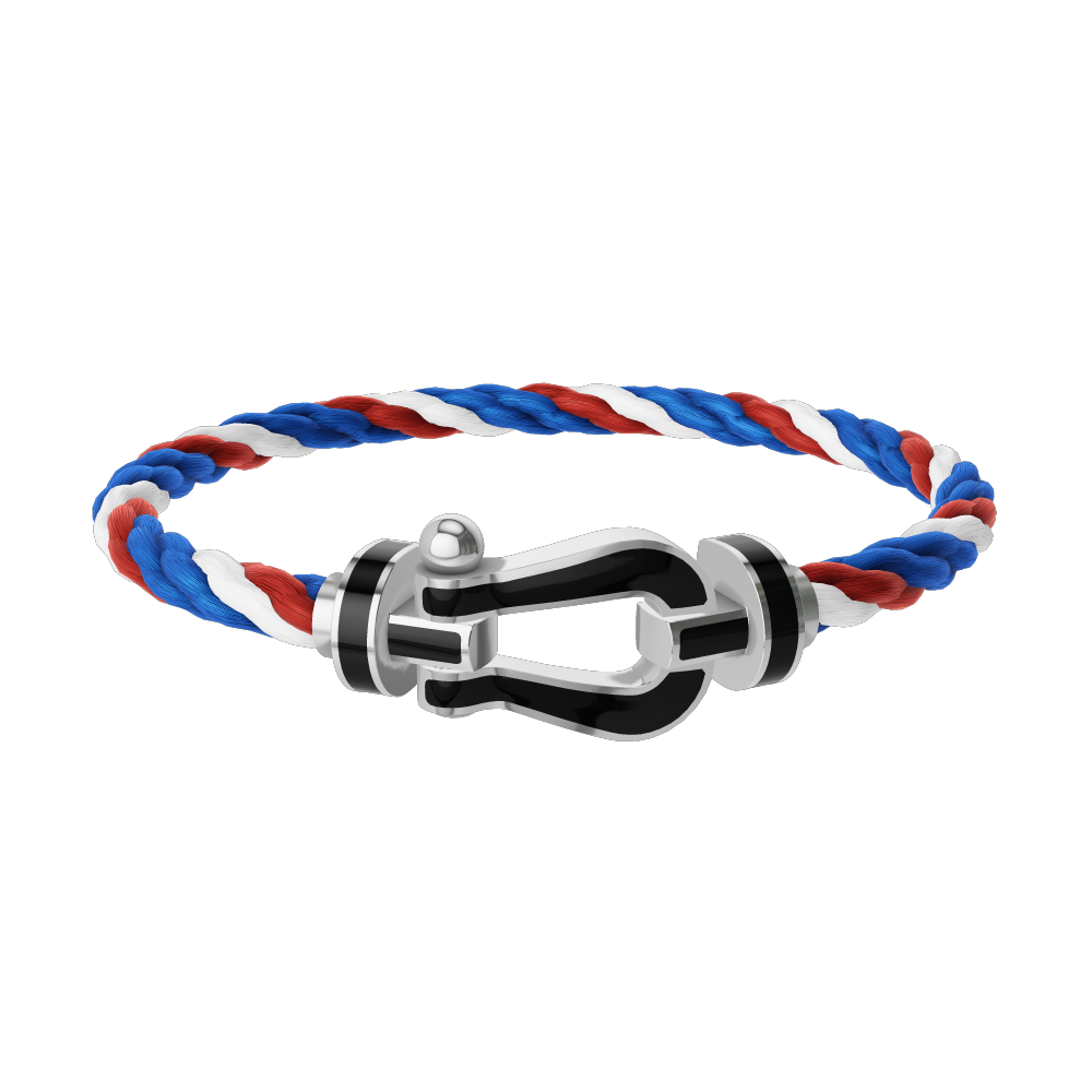 FORCE 10 BRACELET 18K WHITE GOLD AND BLACK LAQUER LARGE MODEL