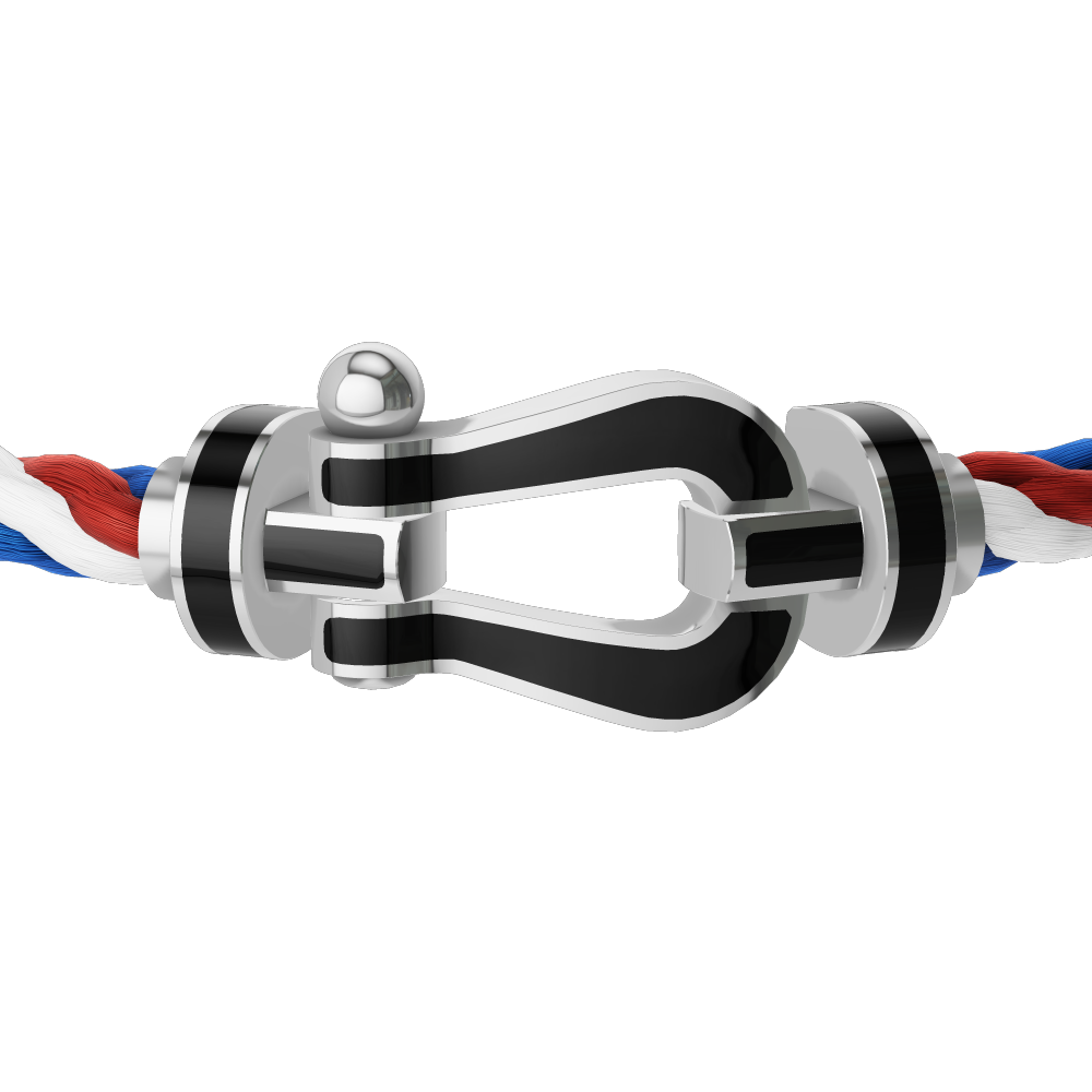 FORCE 10 BRACELET 18K WHITE GOLD AND BLACK LAQUER LARGE MODEL