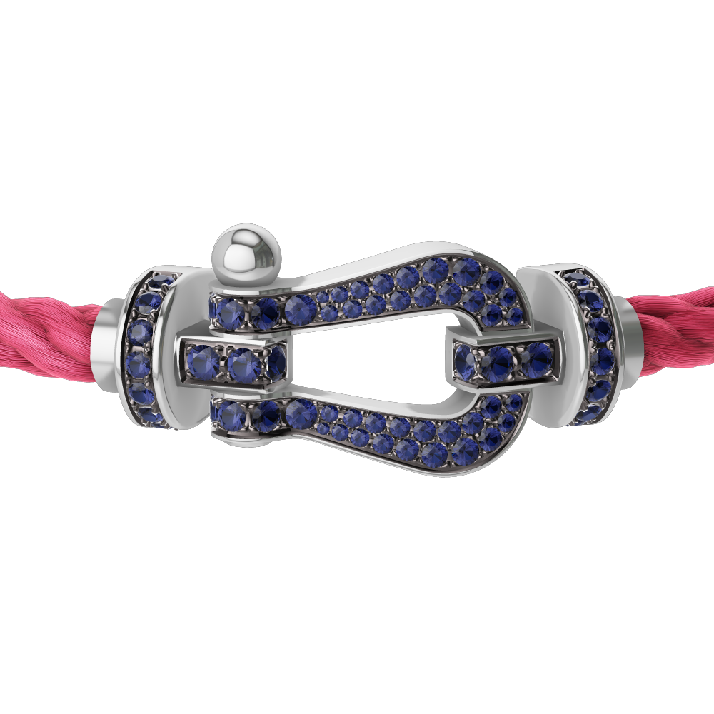 FORCE 10 BRACELET 18K WHITE GOLD AND BLUE SAPPHIRES LARGE MODEL