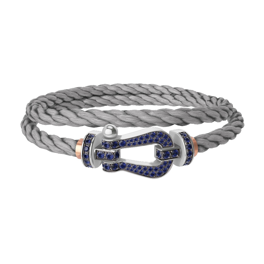 FORCE 10 BRACELET 18K WHITE GOLD AND BLUE SAPPHIRES LARGE MODEL