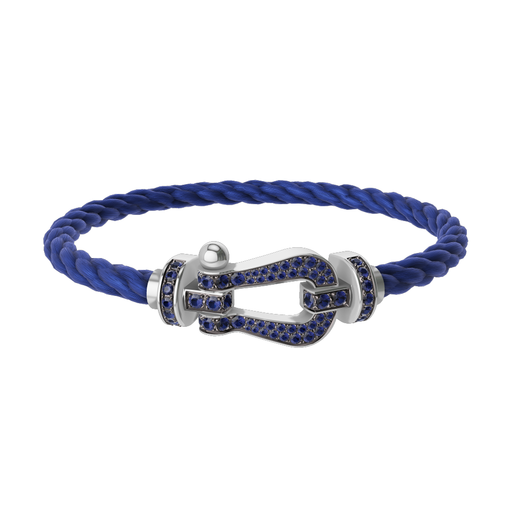 FORCE 10 BRACELET 18K WHITE GOLD AND BLUE SAPPHIRES LARGE MODEL