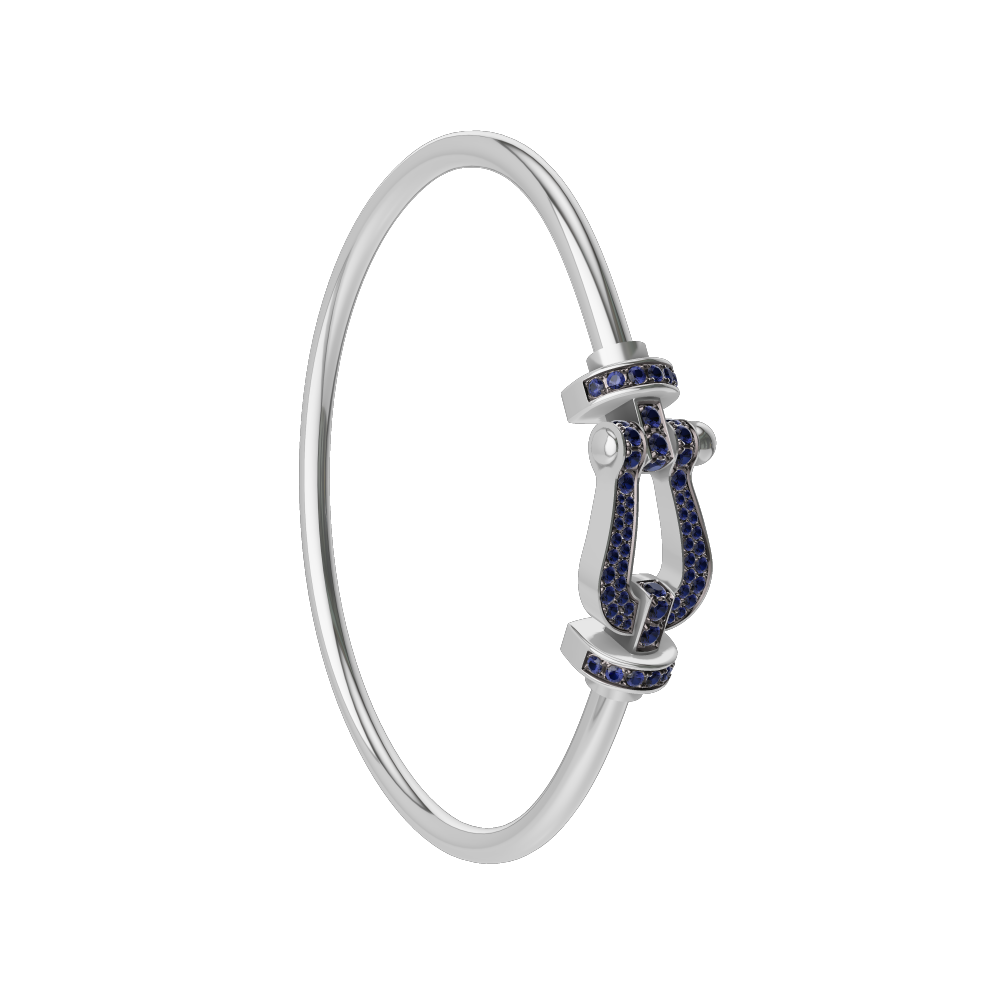 FORCE 10 BRACELET 18K WHITE GOLD AND BLUE SAPPHIRES LARGE MODEL