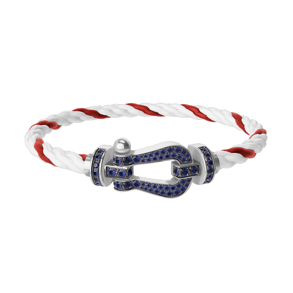 FORCE 10 BRACELET 18K WHITE GOLD AND BLUE SAPPHIRES LARGE MODEL