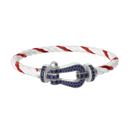 FORCE 10 BRACELET 18K WHITE GOLD AND BLUE SAPPHIRES LARGE MODEL