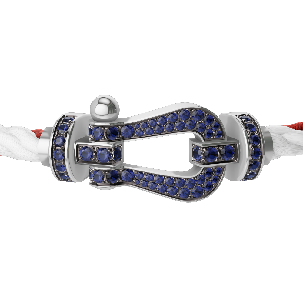 FORCE 10 BRACELET 18K WHITE GOLD AND BLUE SAPPHIRES LARGE MODEL