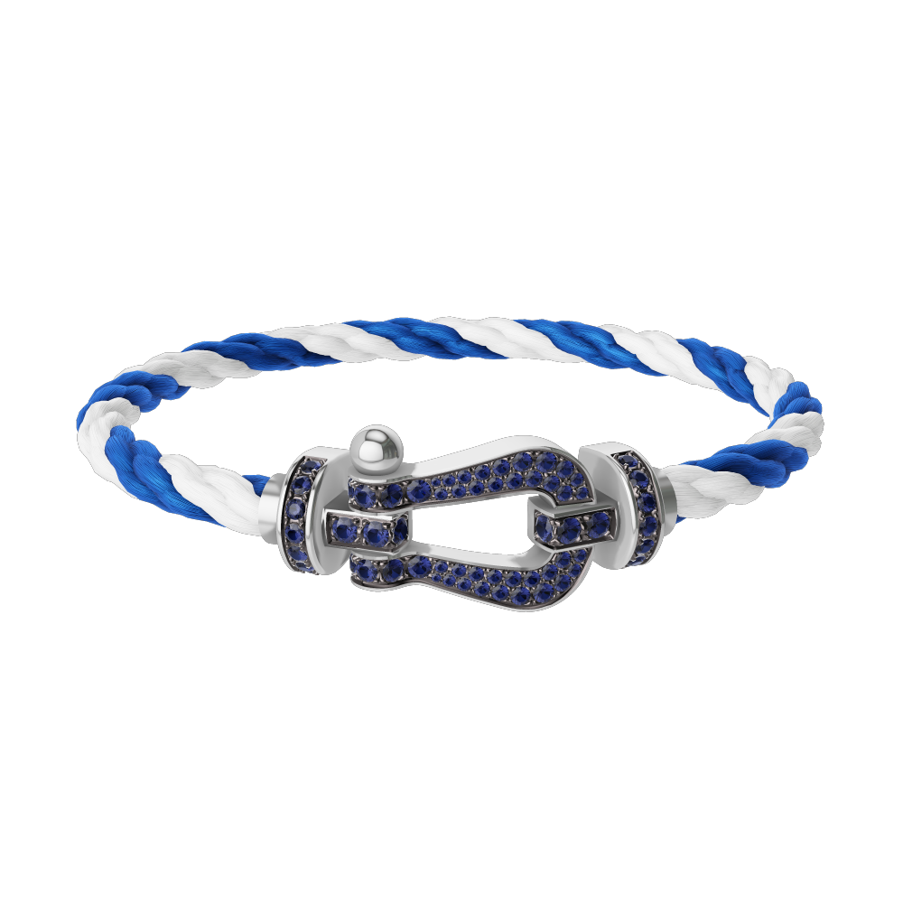 FORCE 10 BRACELET 18K WHITE GOLD AND BLUE SAPPHIRES LARGE MODEL