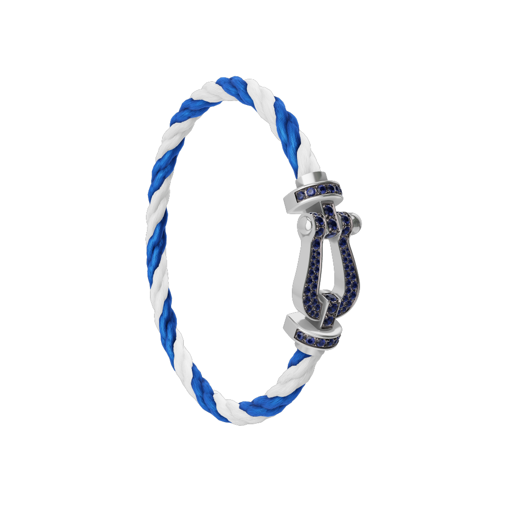 FORCE 10 BRACELET 18K WHITE GOLD AND BLUE SAPPHIRES LARGE MODEL