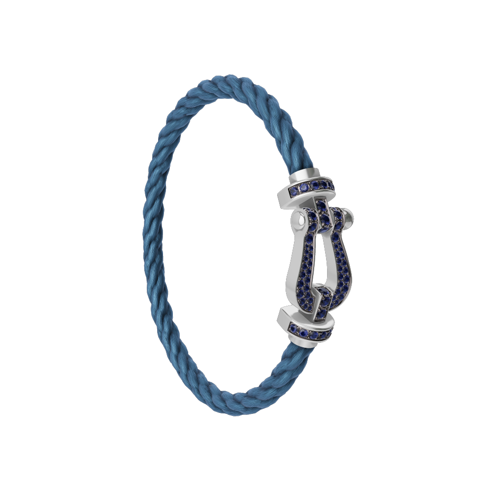 FORCE 10 BRACELET 18K WHITE GOLD AND BLUE SAPPHIRES LARGE MODEL