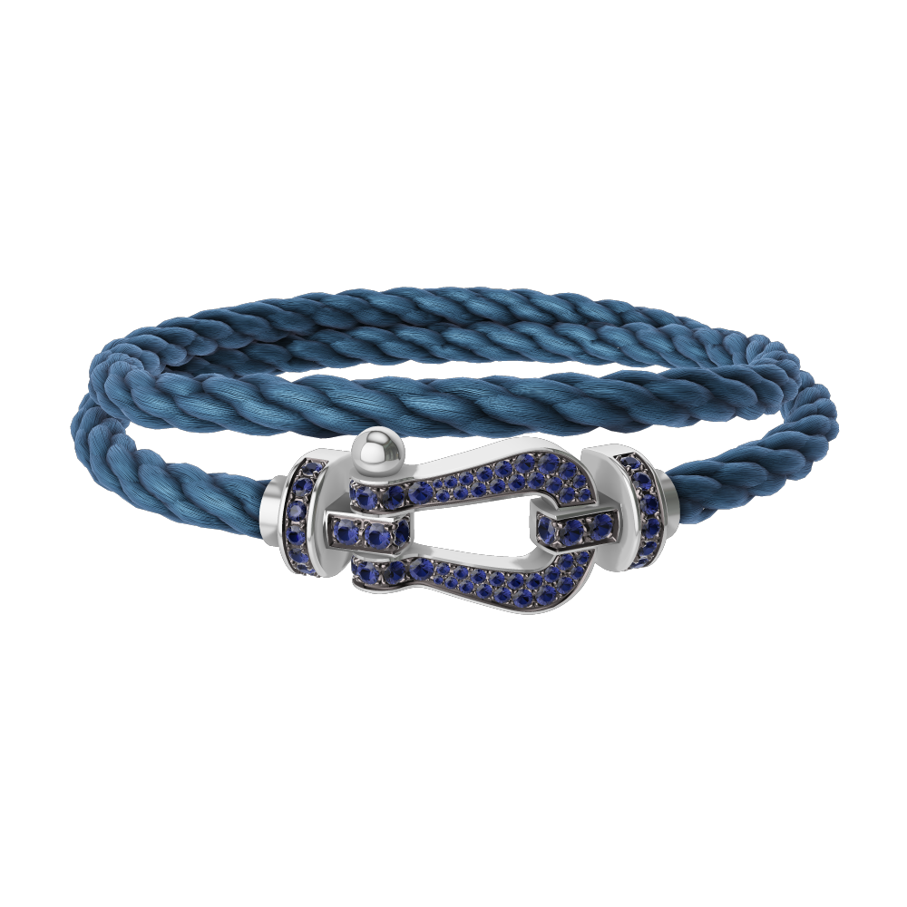 FORCE 10 BRACELET 18K WHITE GOLD AND BLUE SAPPHIRES LARGE MODEL