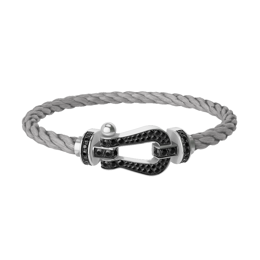 FORCE 10 BRACELET 18K WHITE GOLD AND BLACK DIAMONDS LARGE MODEL