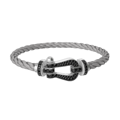 FORCE 10 BRACELET 18K WHITE GOLD AND BLACK DIAMONDS LARGE MODEL