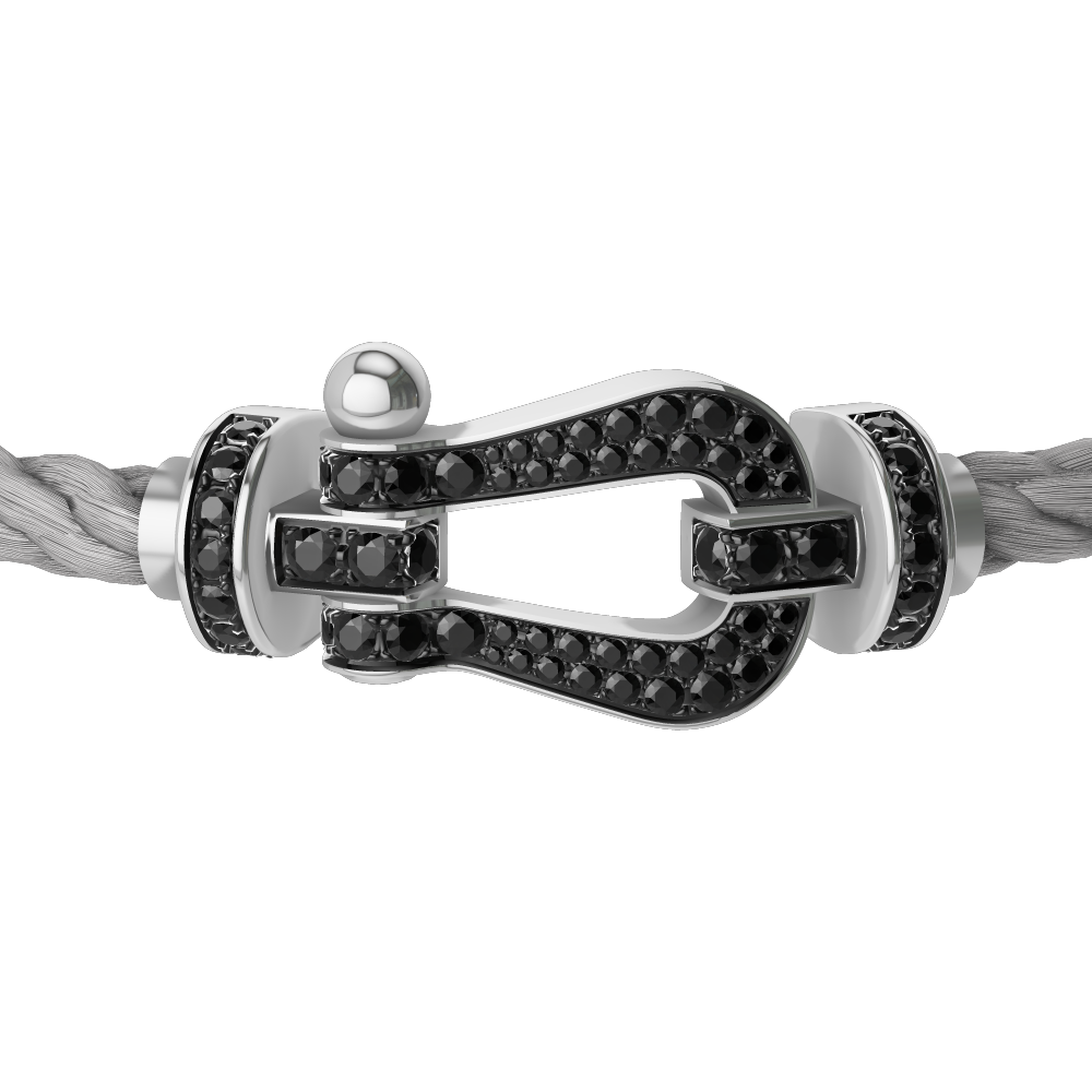 FORCE 10 BRACELET 18K WHITE GOLD AND BLACK DIAMONDS LARGE MODEL
