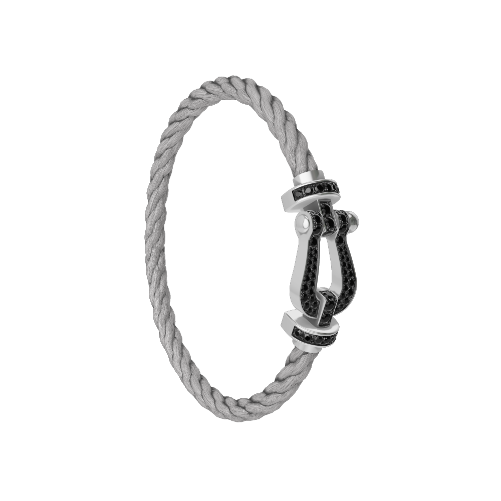 FORCE 10 BRACELET 18K WHITE GOLD AND BLACK DIAMONDS LARGE MODEL