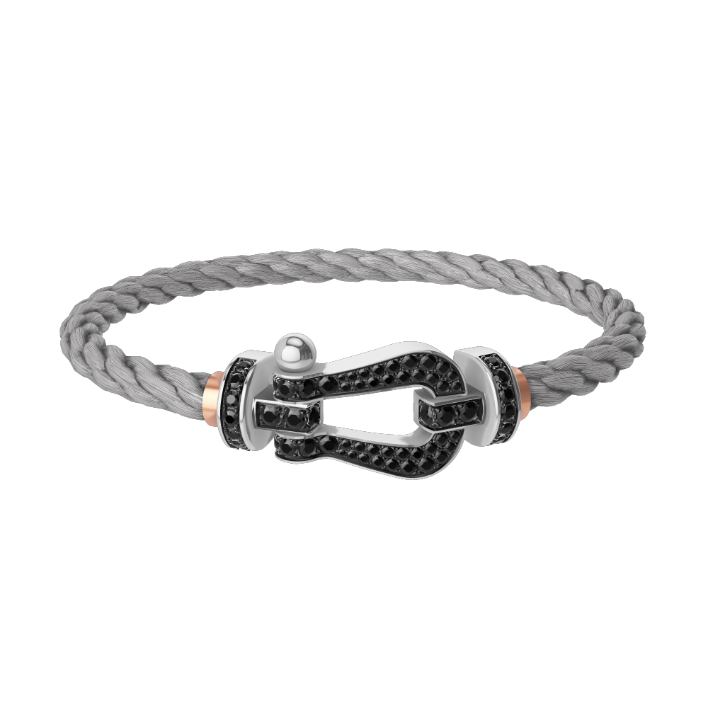 FORCE 10 BRACELET 18K WHITE GOLD AND BLACK DIAMONDS LARGE MODEL