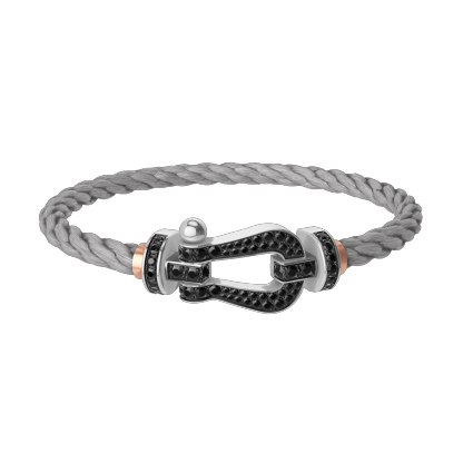 FORCE 10 BRACELET 18K WHITE GOLD AND BLACK DIAMONDS LARGE MODEL