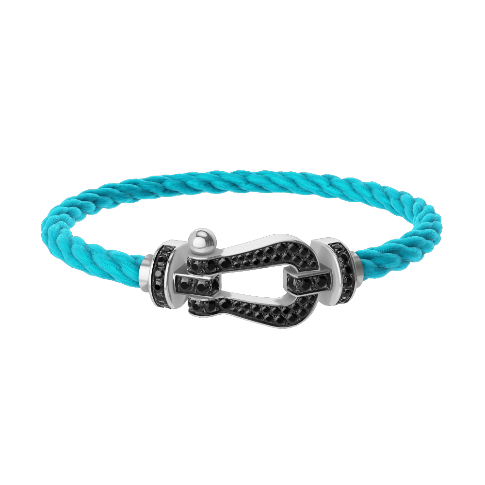 FORCE 10 BRACELET 18K WHITE GOLD AND BLACK DIAMONDS LARGE MODEL
