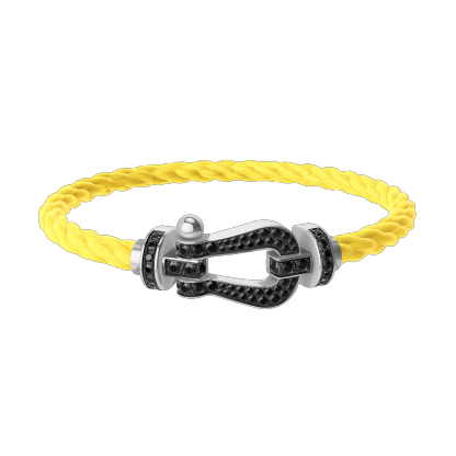 FORCE 10 BRACELET 18K WHITE GOLD AND BLACK DIAMONDS LARGE MODEL