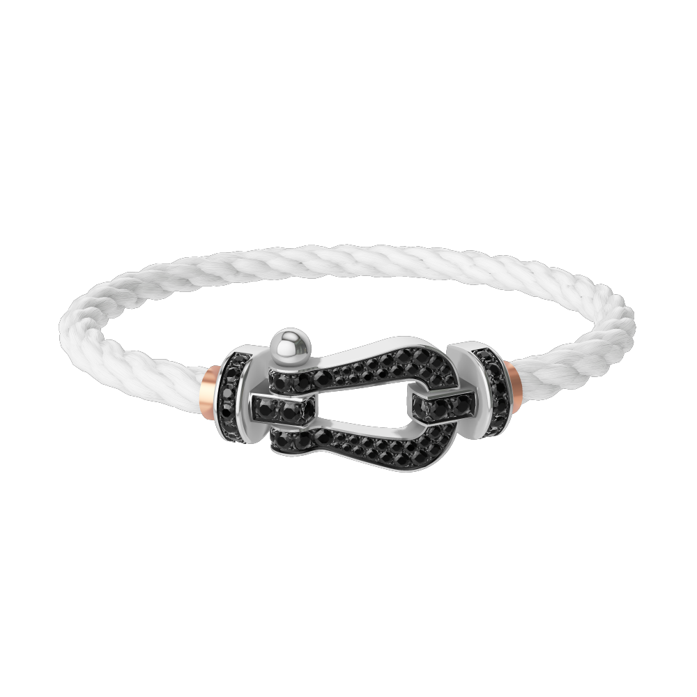 FORCE 10 BRACELET 18K WHITE GOLD AND BLACK DIAMONDS LARGE MODEL