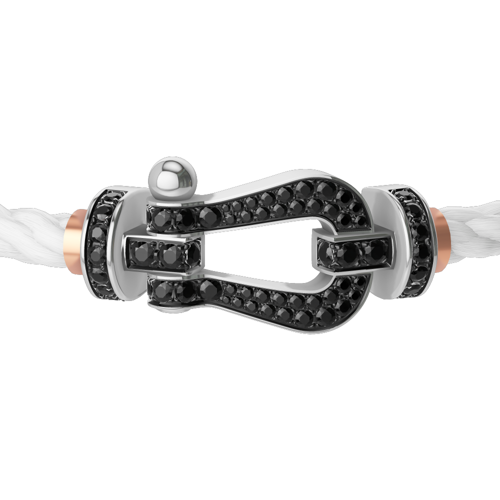 FORCE 10 BRACELET 18K WHITE GOLD AND BLACK DIAMONDS LARGE MODEL