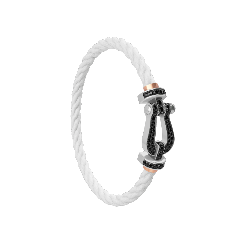 FORCE 10 BRACELET 18K WHITE GOLD AND BLACK DIAMONDS LARGE MODEL