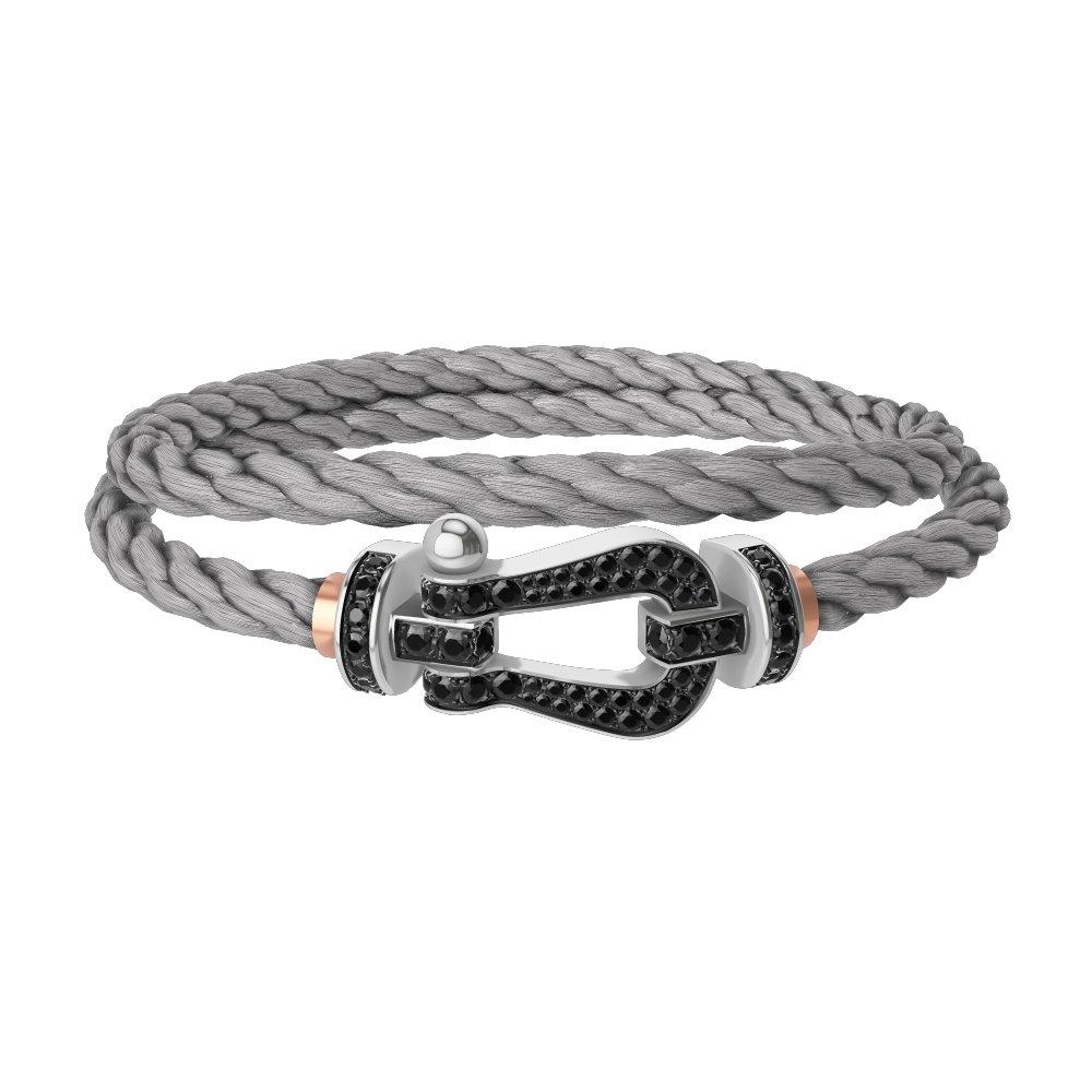 FORCE 10 BRACELET 18K WHITE GOLD AND BLACK DIAMONDS LARGE MODEL