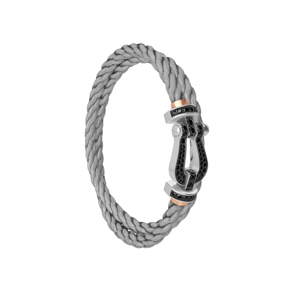 FORCE 10 BRACELET 18K WHITE GOLD AND BLACK DIAMONDS LARGE MODEL