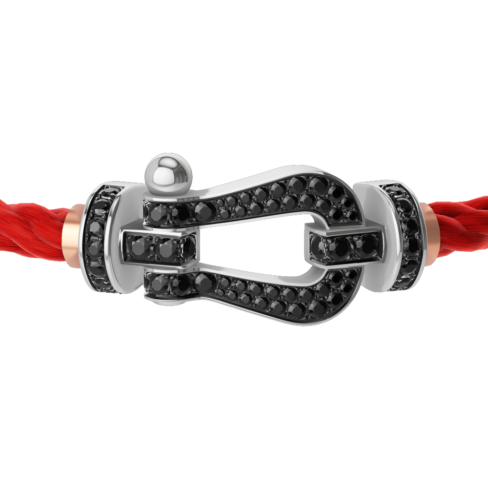 FORCE 10 BRACELET 18K WHITE GOLD AND BLACK DIAMONDS LARGE MODEL