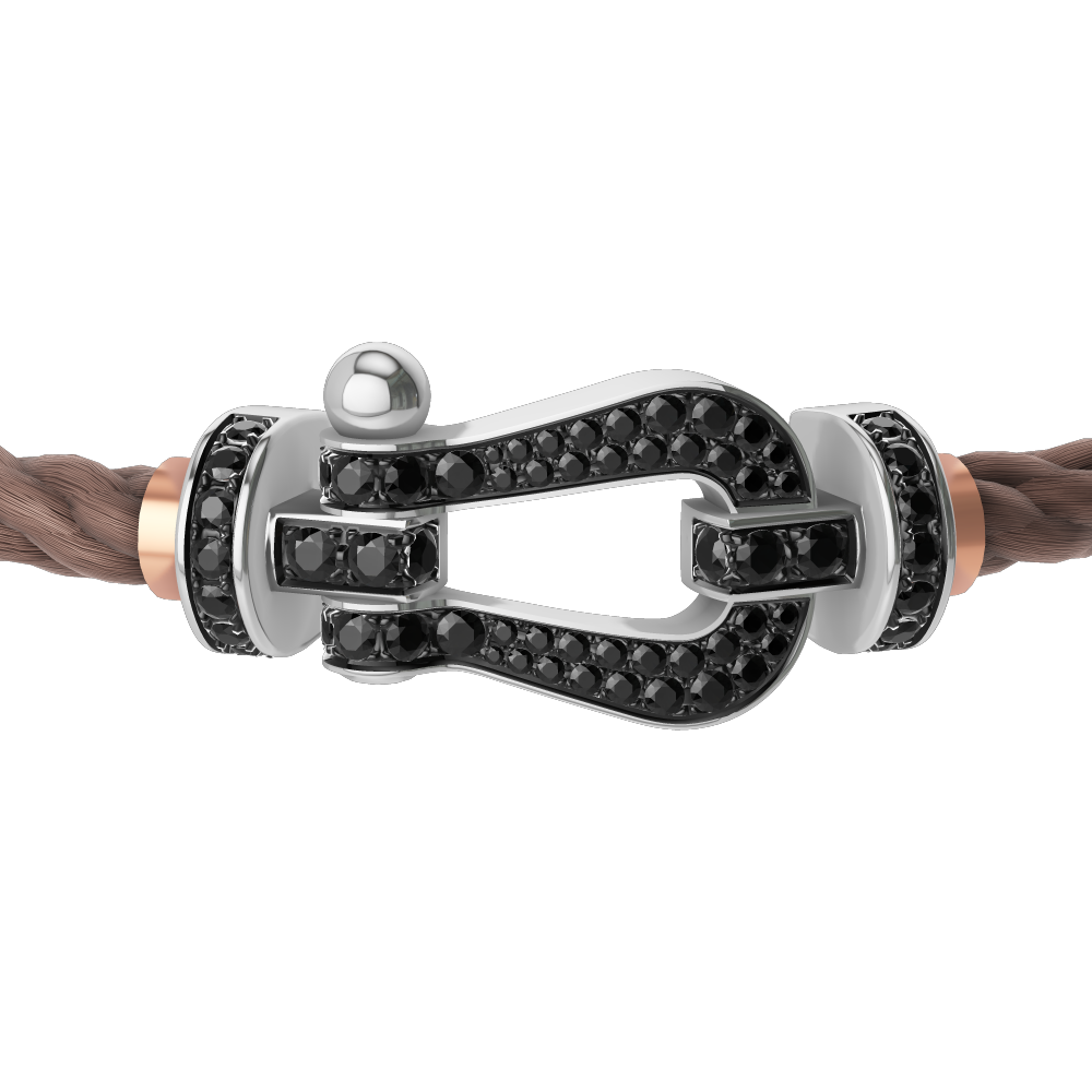 FORCE 10 BRACELET 18K WHITE GOLD AND BLACK DIAMONDS LARGE MODEL