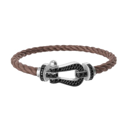 FORCE 10 BRACELET 18K WHITE GOLD AND BLACK DIAMONDS LARGE MODEL