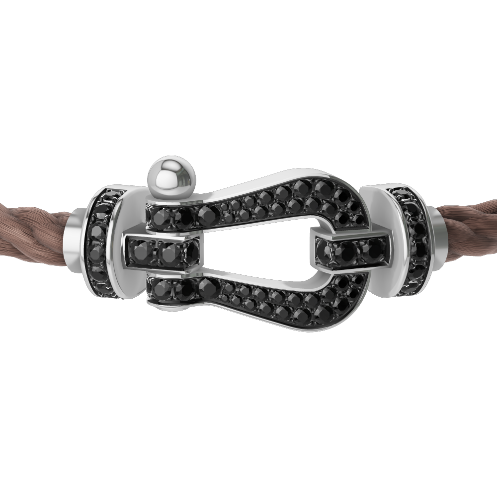 FORCE 10 BRACELET 18K WHITE GOLD AND BLACK DIAMONDS LARGE MODEL