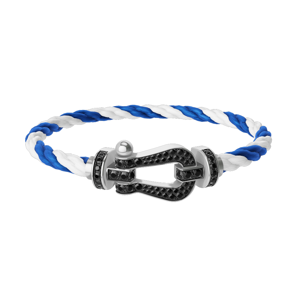 FORCE 10 BRACELET 18K WHITE GOLD AND BLACK DIAMONDS LARGE MODEL