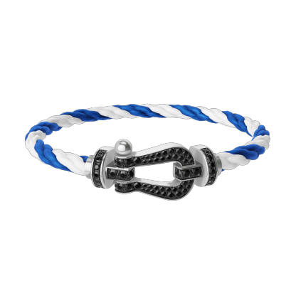 FORCE 10 BRACELET 18K WHITE GOLD AND BLACK DIAMONDS LARGE MODEL
