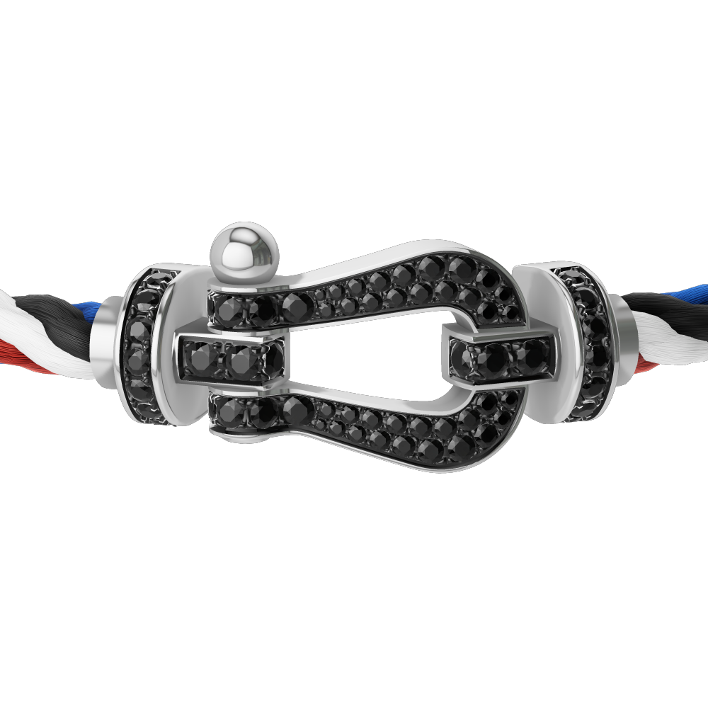 FORCE 10 BRACELET 18K WHITE GOLD AND BLACK DIAMONDS LARGE MODEL