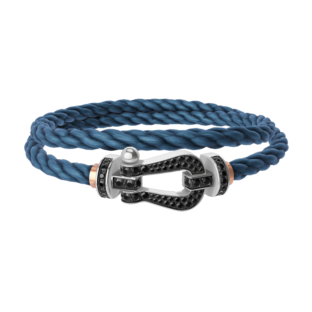 FORCE 10 BRACELET 18K WHITE GOLD AND BLACK DIAMONDS LARGE MODEL
