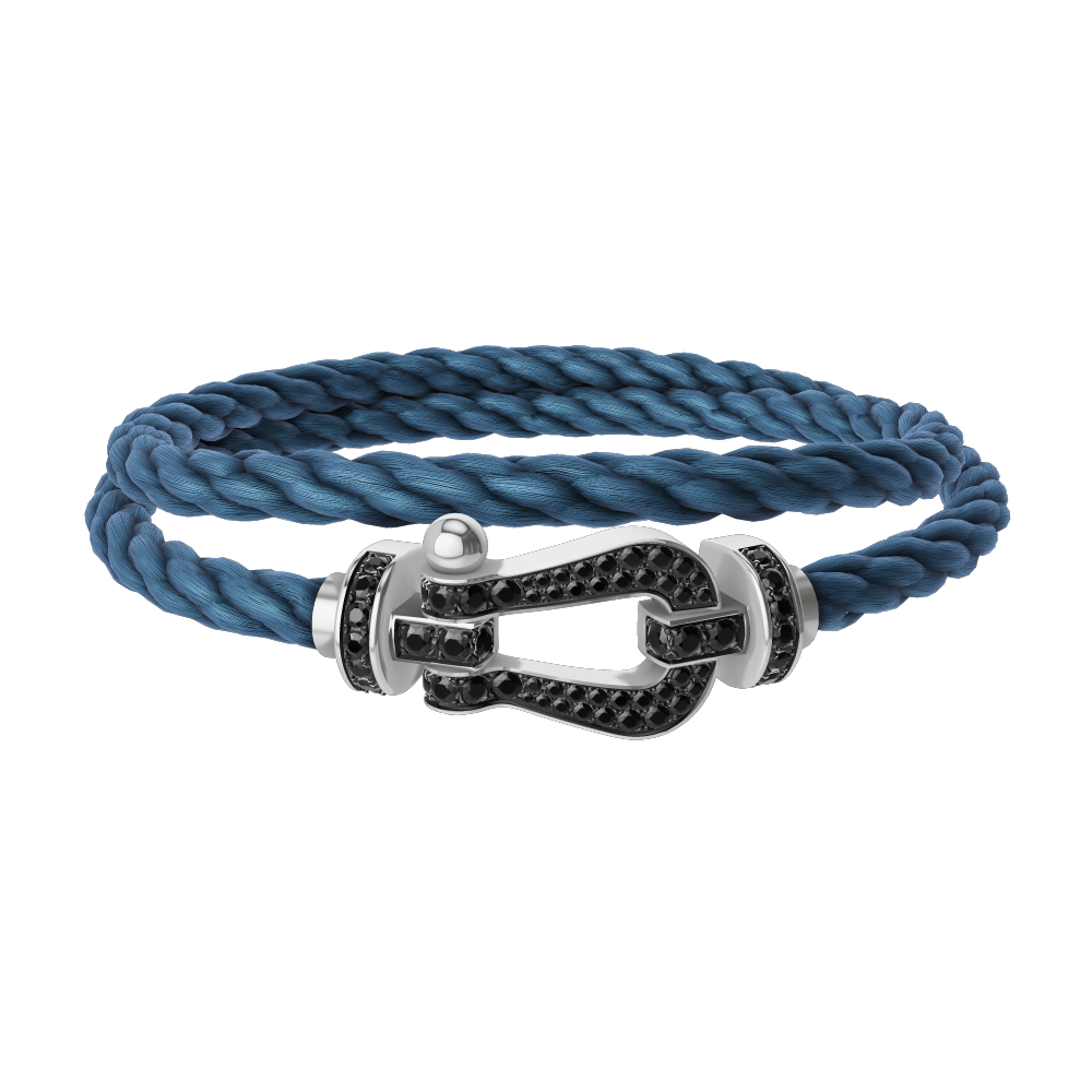 FORCE 10 BRACELET 18K WHITE GOLD AND BLACK DIAMONDS LARGE MODEL