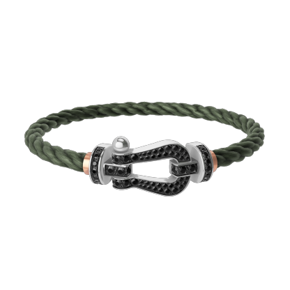 FORCE 10 BRACELET 18K WHITE GOLD AND BLACK DIAMONDS LARGE MODEL