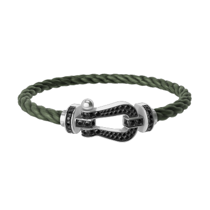 FORCE 10 BRACELET 18K WHITE GOLD AND BLACK DIAMONDS LARGE MODEL