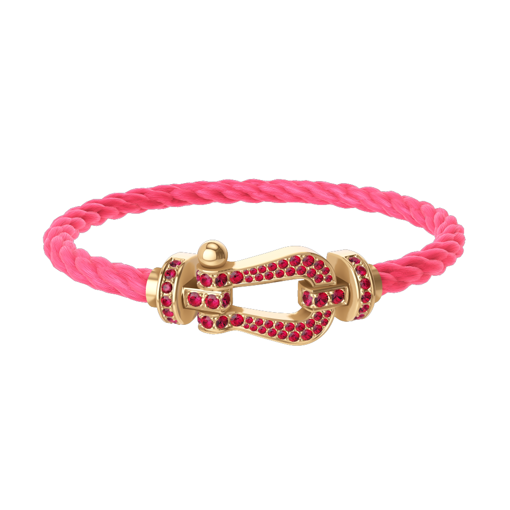 FORCE 10 BRACELET 18K YELLOW GOLD AND RUBIS LARGE MODEL