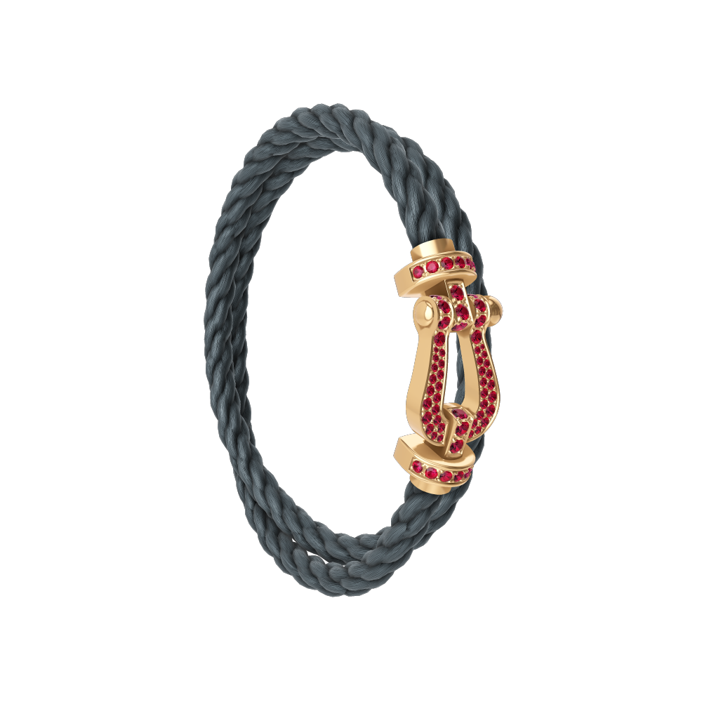 FORCE 10 BRACELET 18K YELLOW GOLD AND RUBIS LARGE MODEL