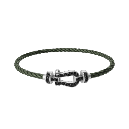 FORCE 10 BRACELET 18K WHITE GOLD AND BLACK DIAMONDS MEDIUM MODEL