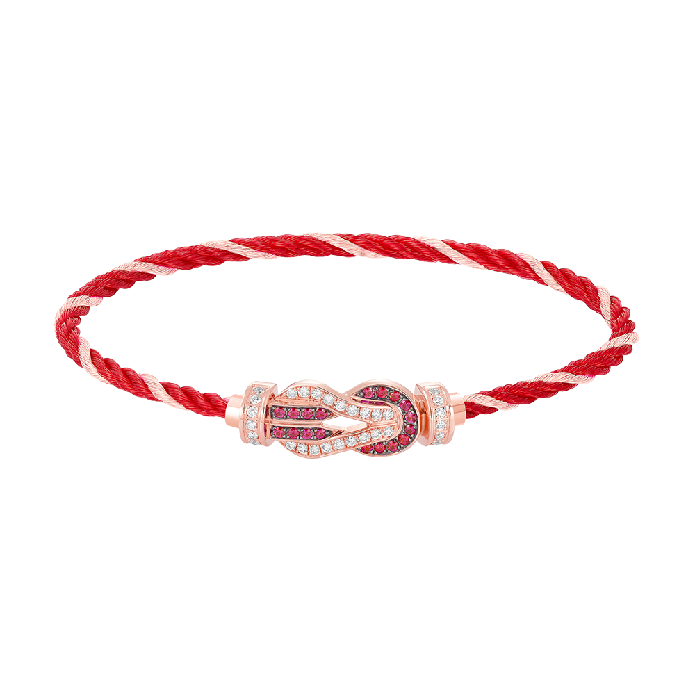 CHANCE INFINIE BRACELET 18K PINK GOLD DIAMANTS AND RUBIES MEDIUM MODEL