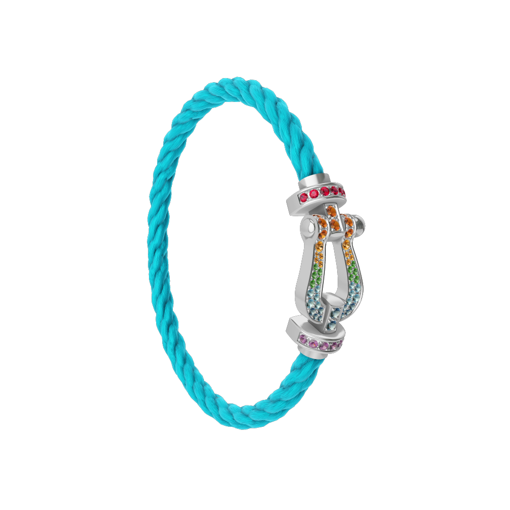 FORCE 10 BRACELET 18K WHITE GOLD AND COLORED STONES LARGE MODEL