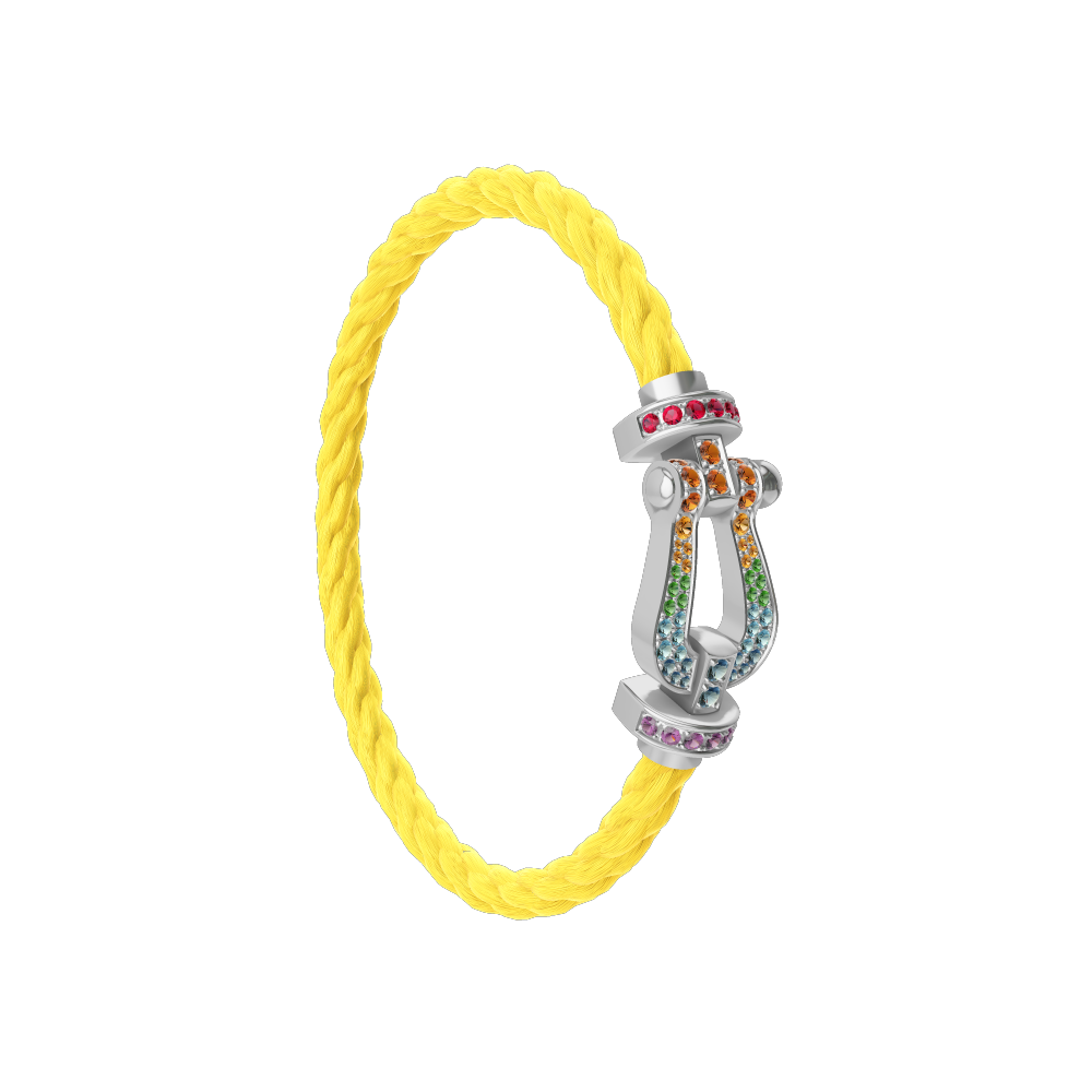 FORCE 10 BRACELET 18K WHITE GOLD AND COLORED STONES LARGE MODEL