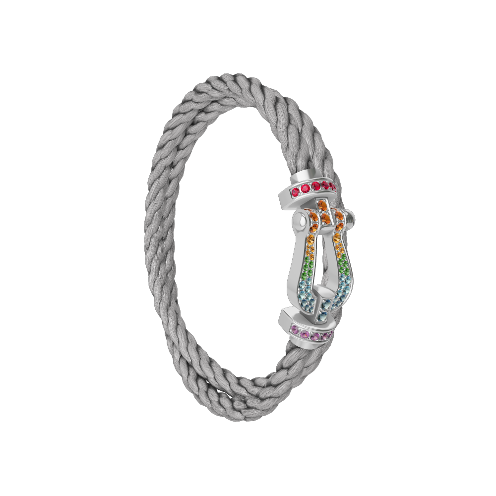 FORCE 10 BRACELET 18K WHITE GOLD AND COLORED STONES LARGE MODEL